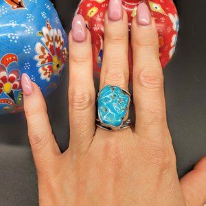💜Vintage Sterling Silver Turquoise Boho Ring
